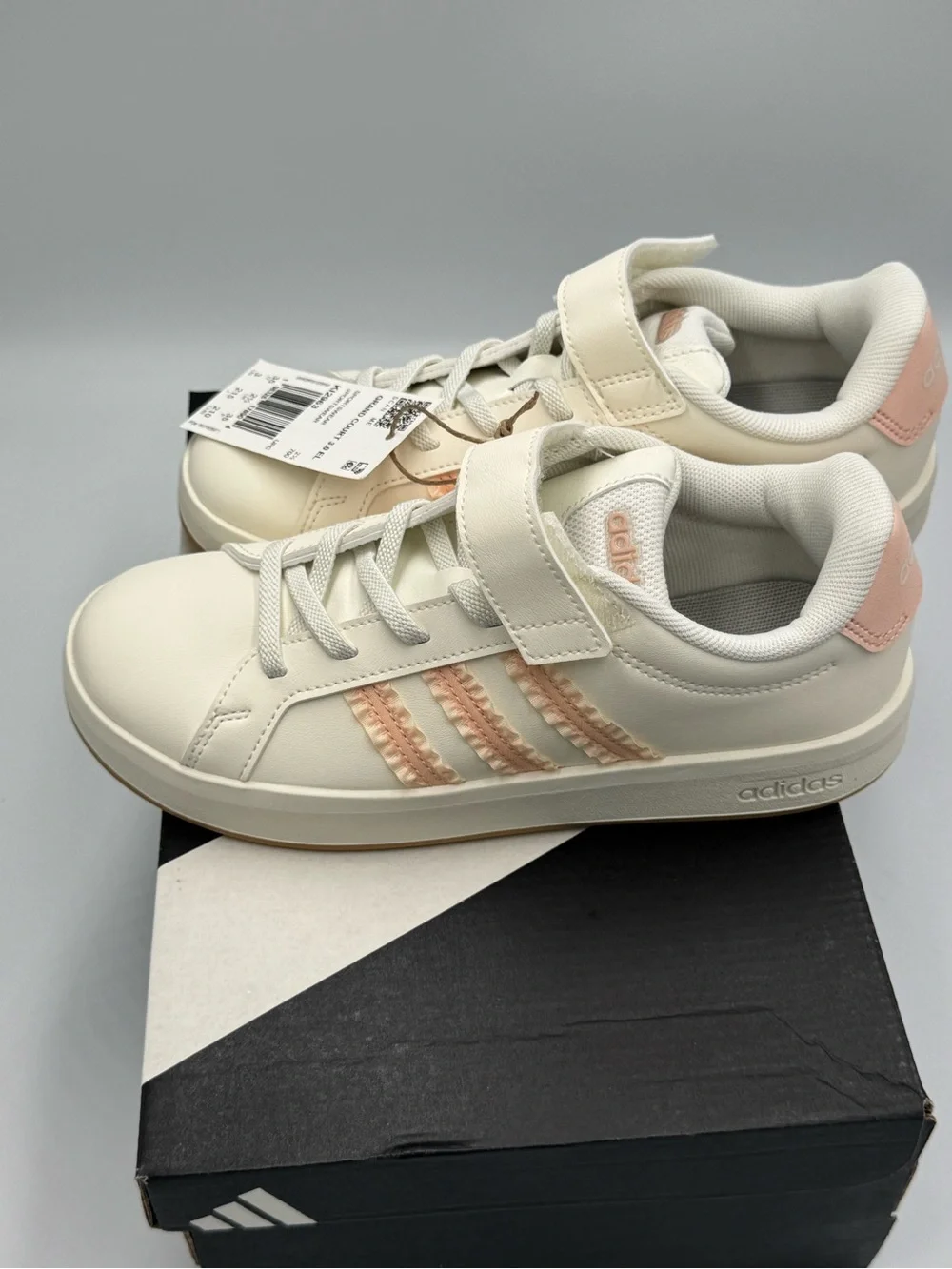 Adidas Grand Court 3.0 EL C Kids 3Y White Pink Hook & Loop NIB KI2963